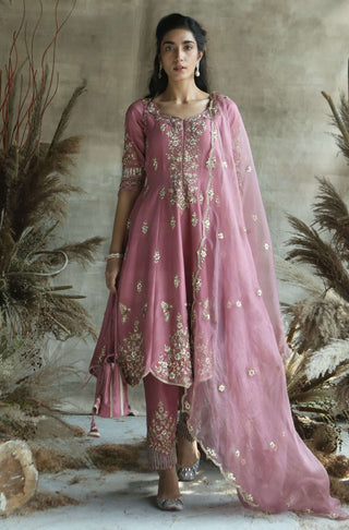 Short onion silk anarkali suit set