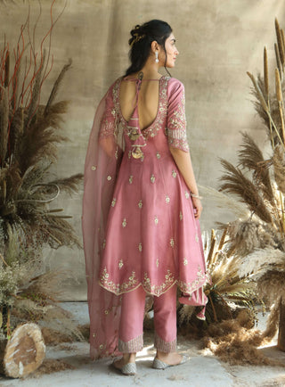 Short onion silk anarkali suit set