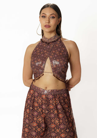 Adha purple printed top and palazzo