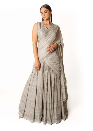 Nadia silver gray lehenga set