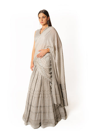 Nadia silver gray lehenga set