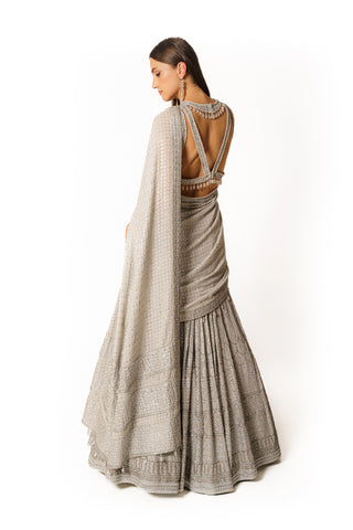 Nadia silver gray lehenga set