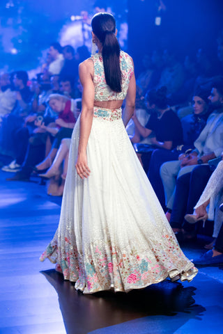 Ivory multi resham embroidered sequin gown