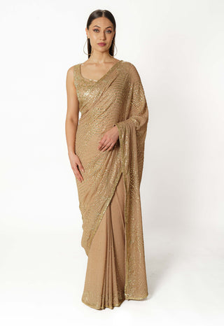 Zaynab gold georgette saree set