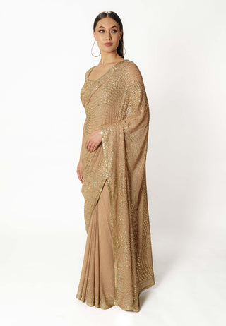 Zaynab gold georgette saree set