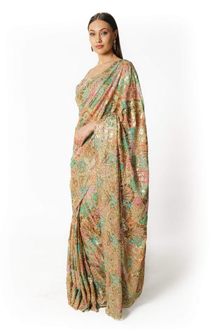 Zaynab multicolor bandhini saree set