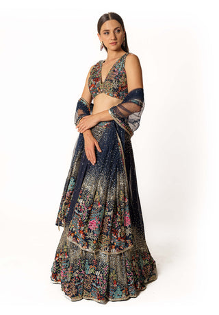 Nadia blue resham lehenga set