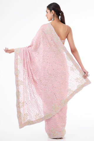 Zaynab pink georgette saree set