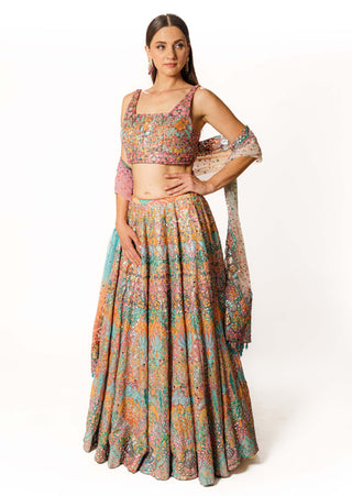 Nadia multicolor bandhini lehenga set