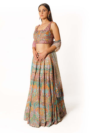 Nadia multicolor bandhini lehenga set