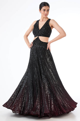 Adha black georgette gown