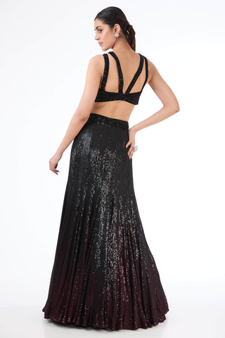 Adha black georgette gown