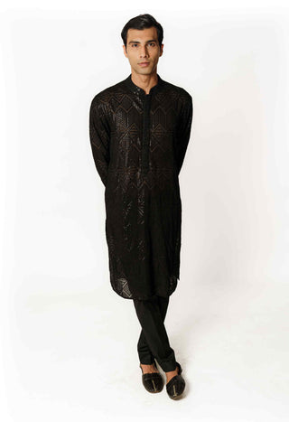 Black fully sequins kurta and pants