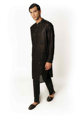 Black fully sequins kurta and pants