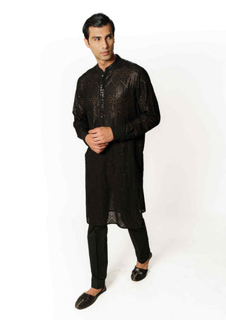 Black fully sequins kurta and pants