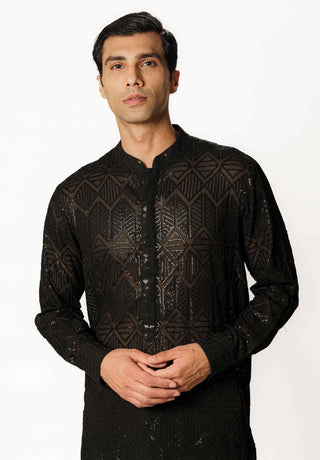 Black fully sequins kurta and pants