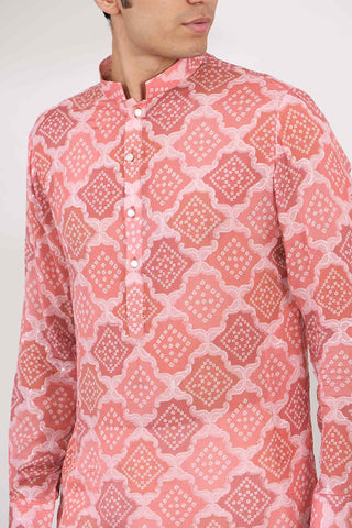 Pink bandhani kurta and pants