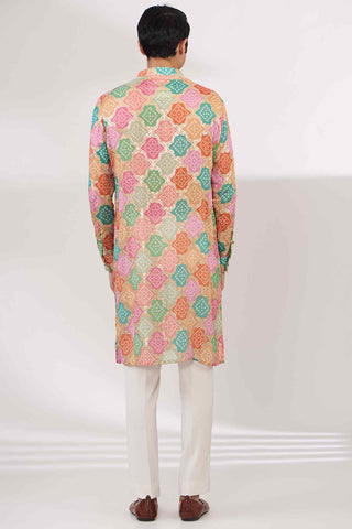 Multicolor bandhani kurta and pants