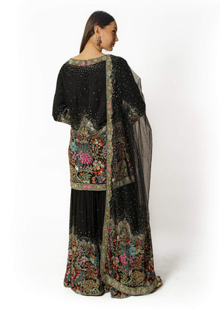 Ayat black resham kurta and sharara set