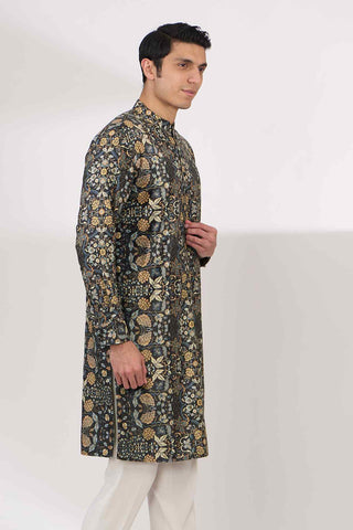 Black printed kurta and pants