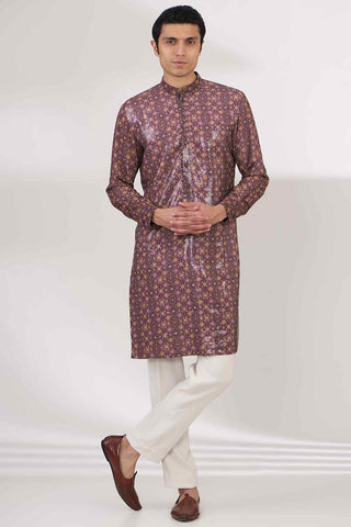 Aubergine sequin georgette kurta and pants