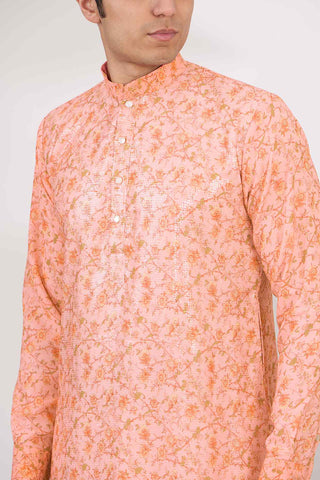 Peach sequin kurta and pants