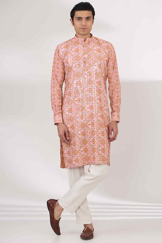 Pink georgette kurta and pants