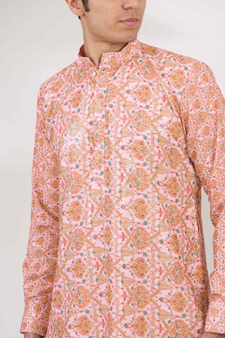 Pink georgette kurta and pants