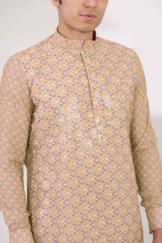 Yellow sequins kurta and pants