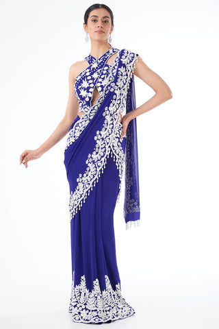 Rhea indigo blue saree set