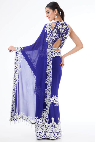 Rhea indigo blue saree set