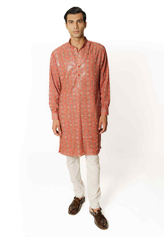 Red sequins kurta and pants