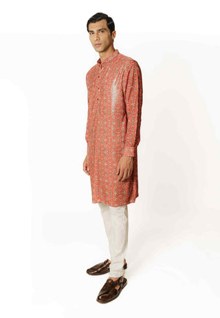 Red sequins kurta and pants