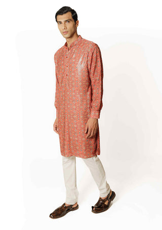 Red sequins kurta and pants