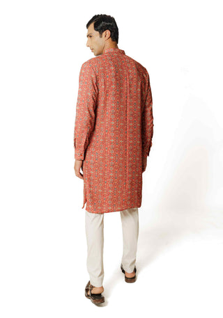 Red sequins kurta and pants