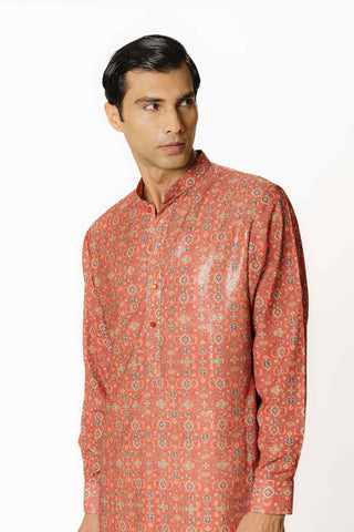 Red sequins kurta and pants