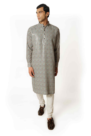 Ivory black diamond print kurta and pants