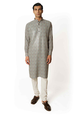 Ivory black diamond print kurta and pants