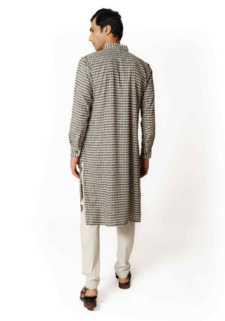 Ivory black diamond print kurta and pants