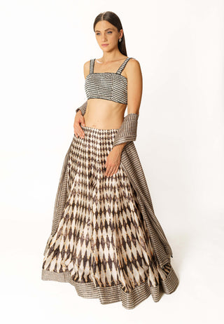 Adha black white lehenga set