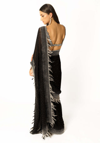 Rhea black georgette saree and blouse