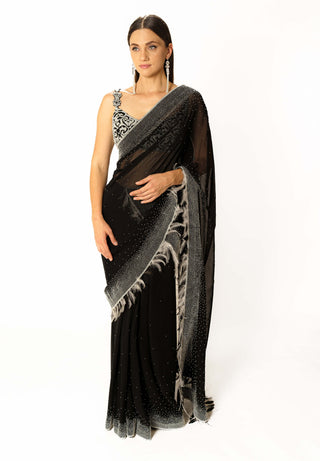 Rhea black georgette saree and blouse