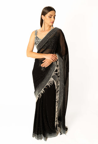 Rhea black georgette saree and blouse