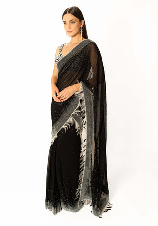 Rhea black georgette saree and blouse