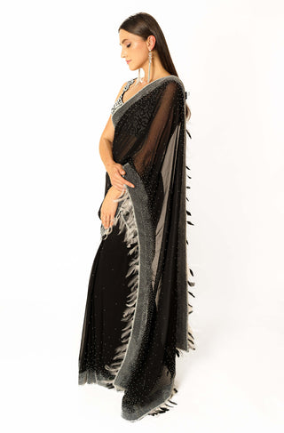 Rhea black georgette saree and blouse