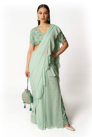 Sairaa aqua saree set