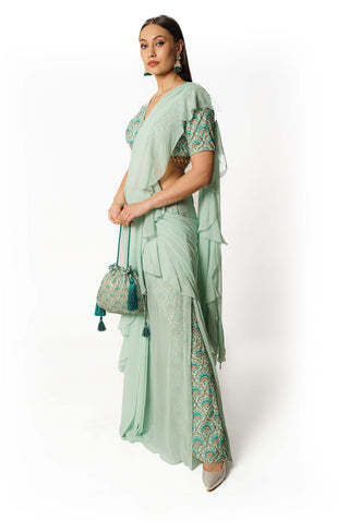 Sairaa aqua saree set