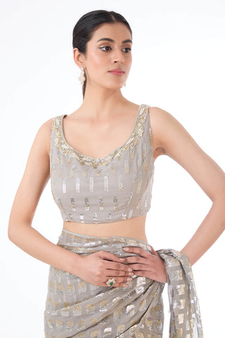 Sairaa gray saree and blouse