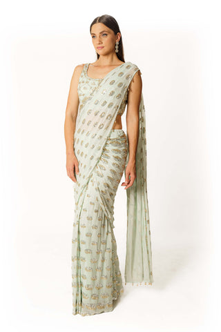 Sairaa aqua stitched saree and blouse