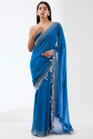 Nabia blue pearl saree set